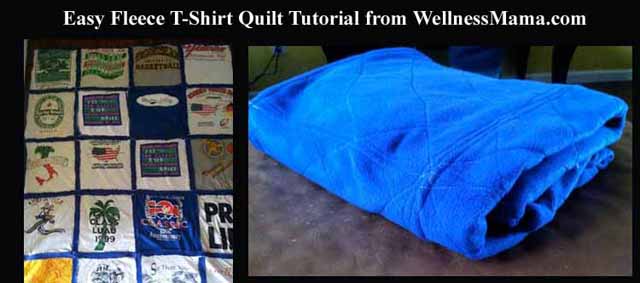 easy fleece t-shirt quilt tutorial