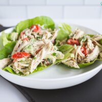 Chicken Avocado Lettuce Wraps with Herbed Yogurt Sauce