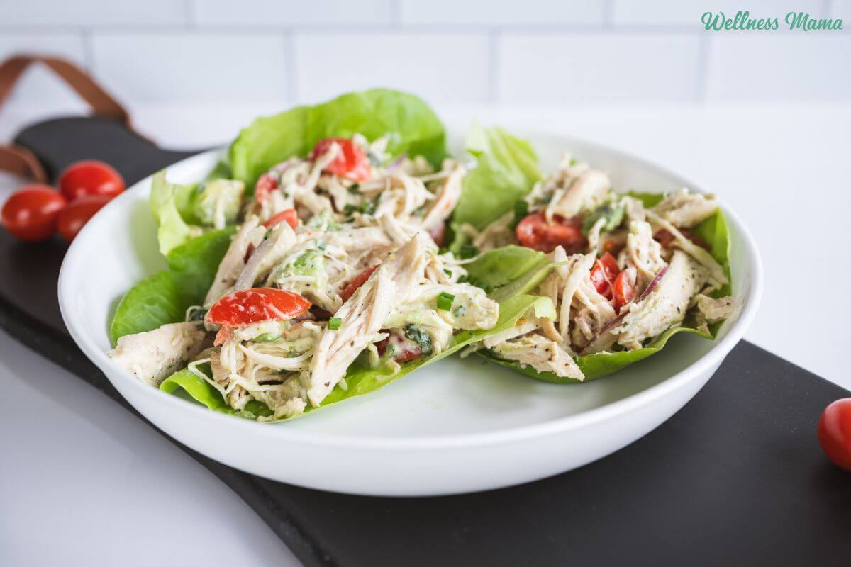 Chicken Avocado Lettuce Wraps with Herbed Yogurt Sauce