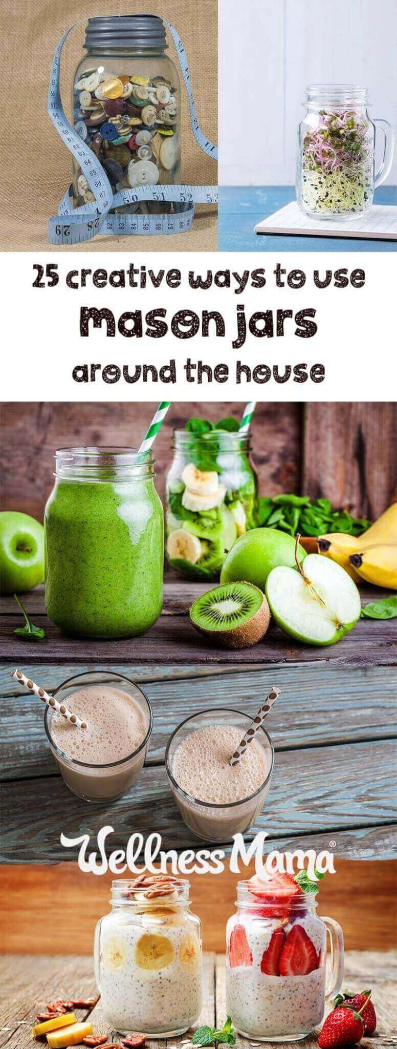 Mason jars are so versatile and can be everything from soap dispensers to solar lanterns. Find out the 25 ways I use them in our home!