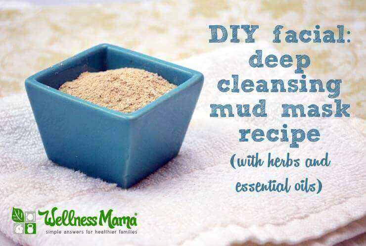 Deep cleansing mud mask facial recipe with herbs and essential oils