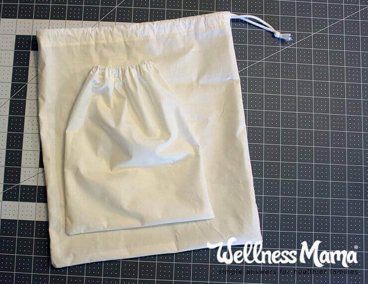 Homemade produce bags size comparison