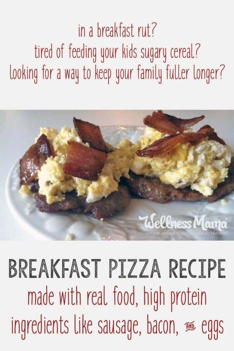Bacon and sausage breakfast pizza is a healthy and protein packed meal idea. There are endless ways to make breakfast pizza and kids love it!