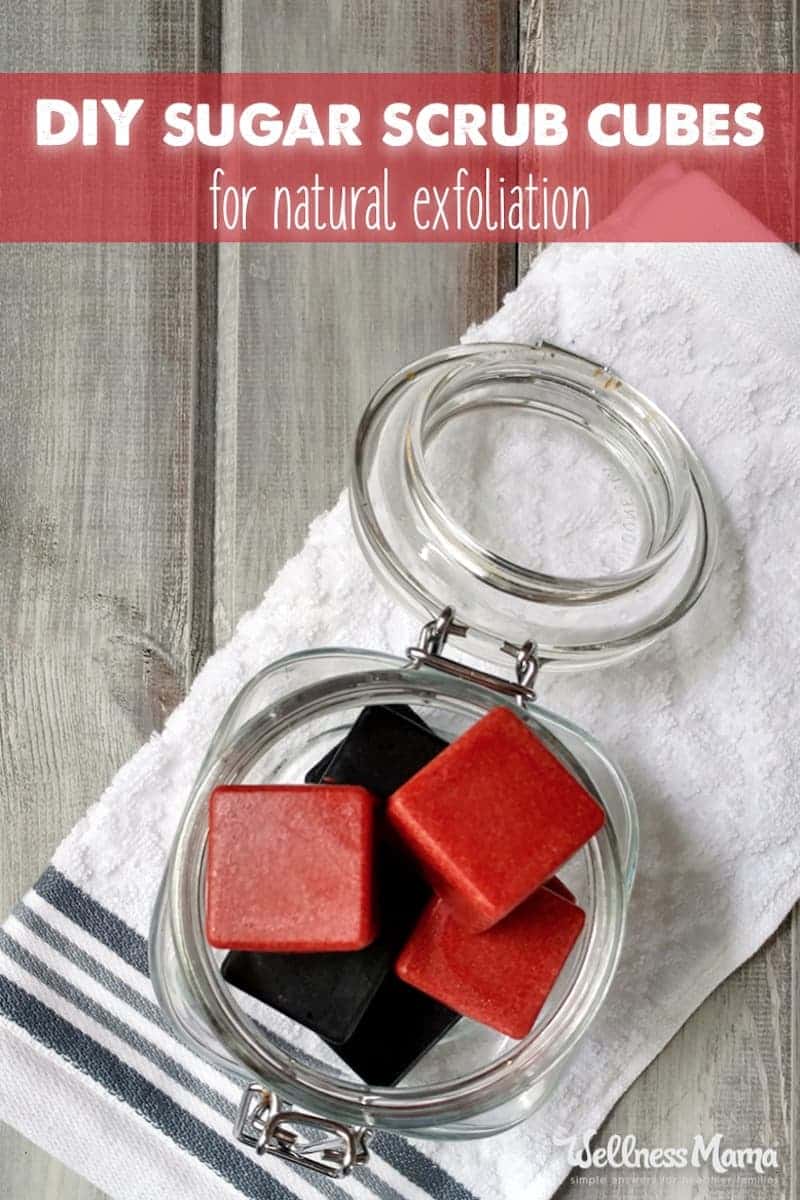 These adorable sugar scrub cubes are fun to make and a great way to gently exfoliate skin. My kids love using these in the bath tub too!