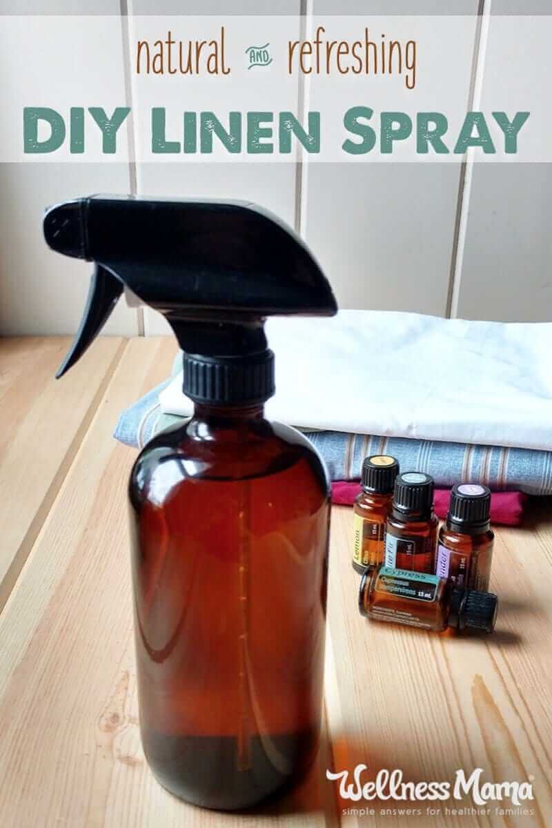This natural linen spray recipe uses essential oils to leave fabrics smelling clean and fresh, without any harmful artificial fragrances.