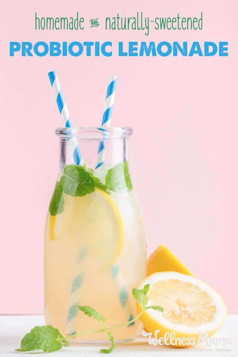 This simple probiotic lemonade uses natural fermentation to reduce the sugar content and add probiotics to this delicious drink.